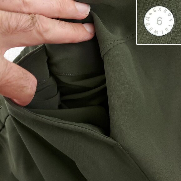 Lululemon On The Fly Pants 26" W5BM4S Lightweight Wrinkle Free Green Size 6 - Picture 5 of 11